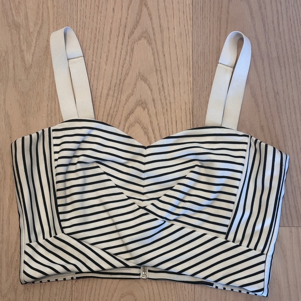 Rebecca Minkoff, Size L, Black & White Fitted Bustier Tank Top